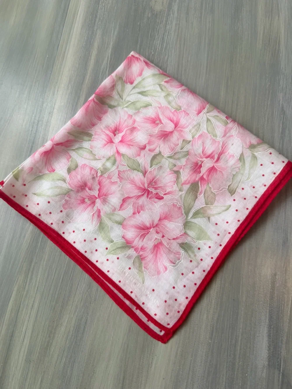 Balmain Floral Floral Pink White Handkerchief Scarf Bandana Bag Cottagecore